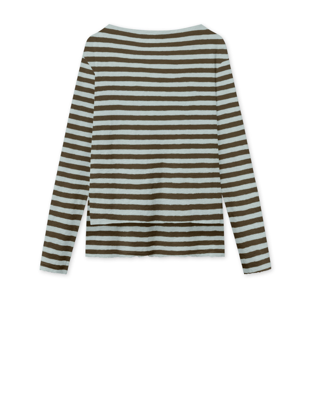 Merino uld bluse med længde forskel 4040 i striber