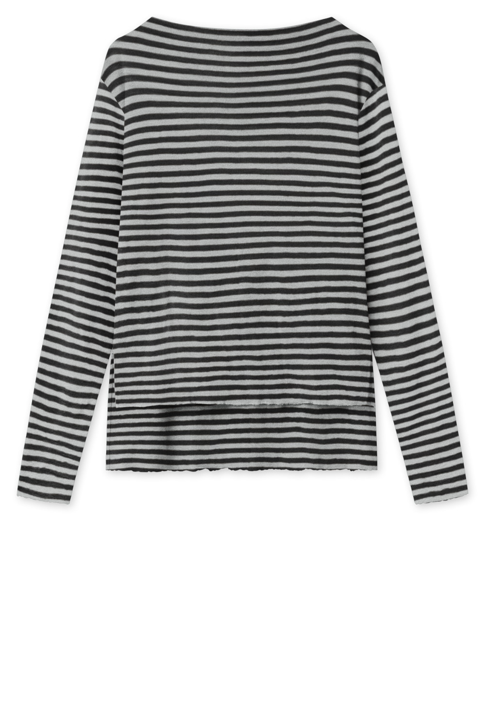 Merino uld bluse med længde forskel 4040 i striber