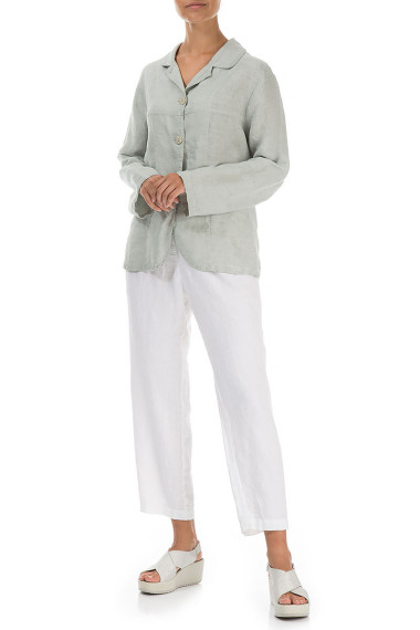 Hør cardigan med blazer detaljer