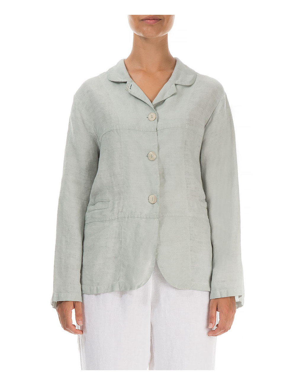 Hør cardigan med blazer detaljer