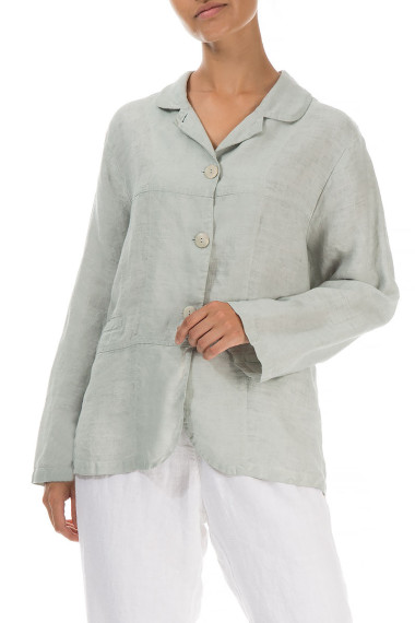 Hør cardigan med blazer detaljer
