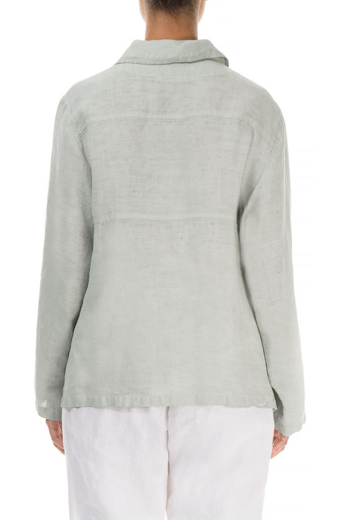 Hør cardigan med blazer detaljer