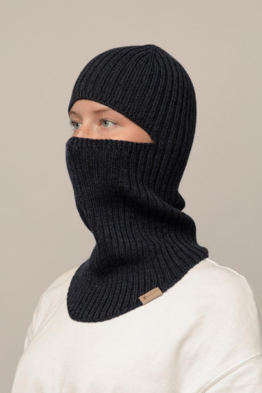 Balaclava i 100% merino uld - antracitgrå