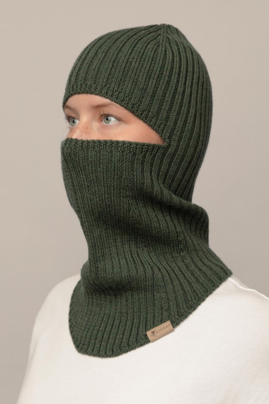 Balaclava i 100% merino uld - army grøn