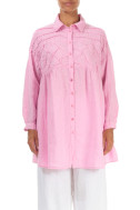Skjorte bluse med bisser - pink