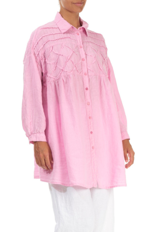 Skjorte bluse med bisser - pink
