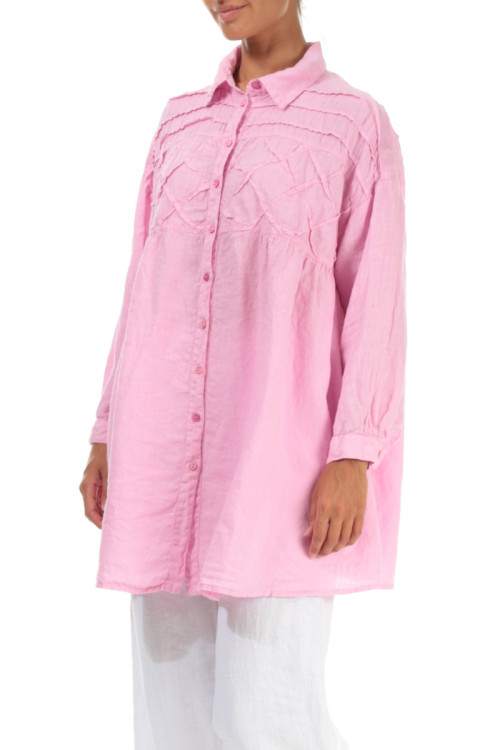 Skjorte bluse med bisser - pink