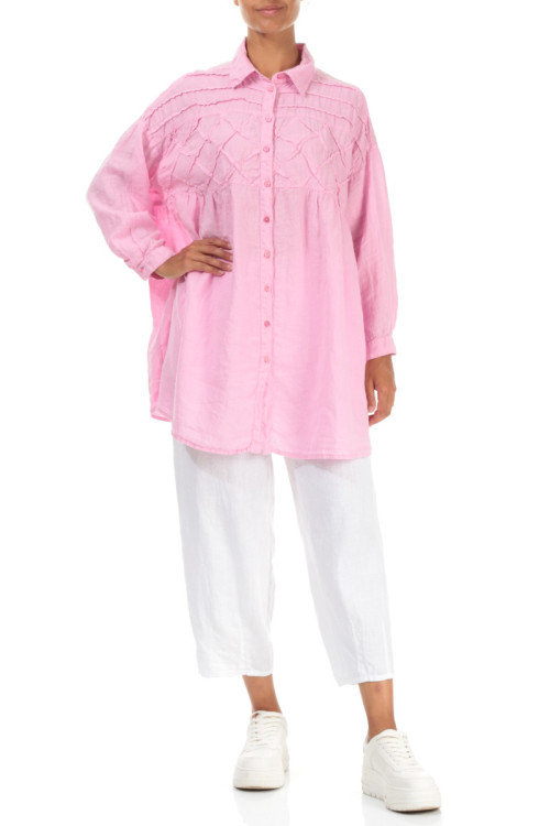 Skjorte bluse med bisser - pink