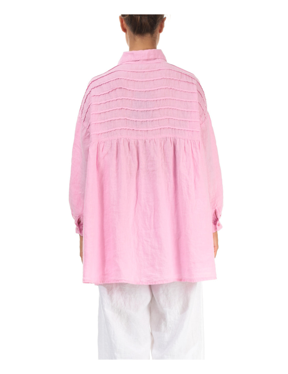 Skjorte bluse med bisser - pink