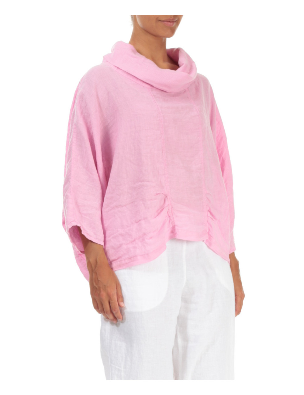 Rummelig busseronne i hør - pink