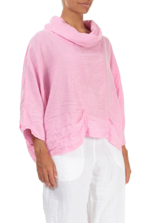 Rummelig busseronne i hør - pink