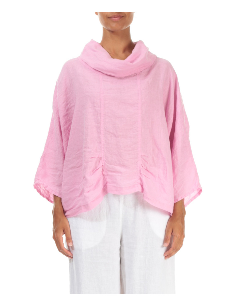 Rummelig busseronne i hør - pink