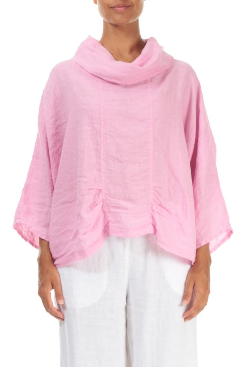 Rummelig busseronne i hør - pink