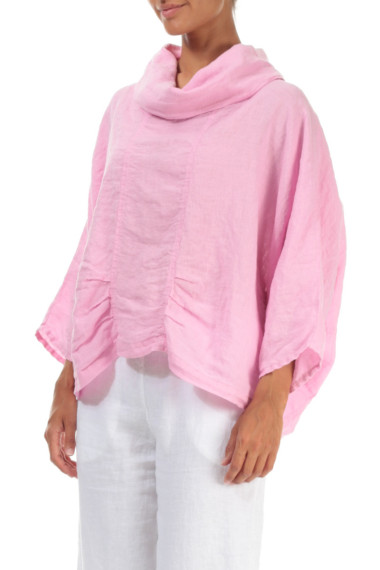 Rummelig busseronne i hør - pink