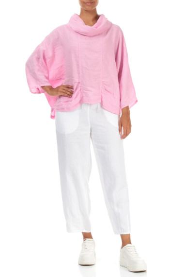 Pink rummelig busseronne i hør fra Grizas