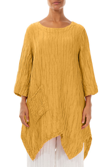Asymmetrisk tunika - karrygul