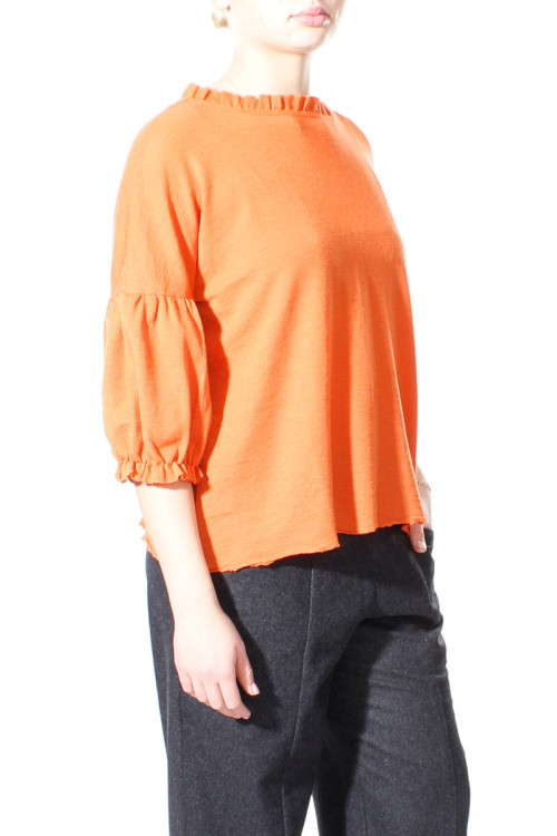 Uld bluse med pufærmer