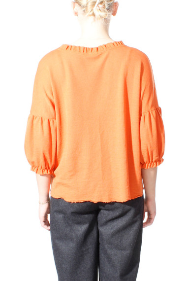 Uld bluse med pufærmer fra BY Basic  i orange - 4055