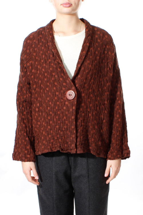 Cardigan i hør blanding med knap