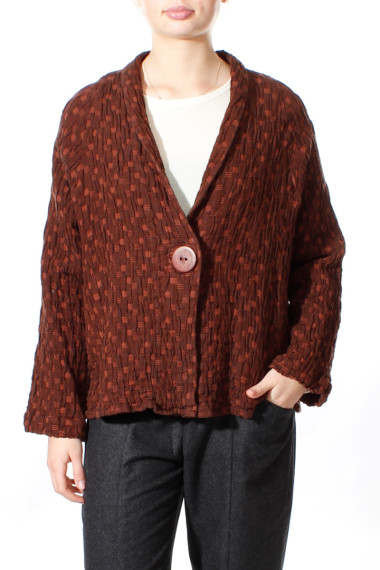 Cardigan i hør blanding med knap