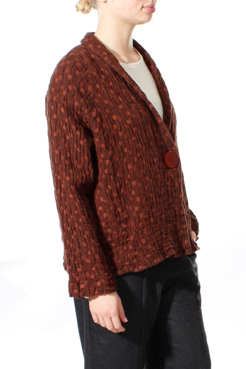 Cardigan i hør blanding med knap