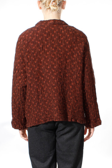 Cardigan i hør blanding med knap fra Grizas i aubergine