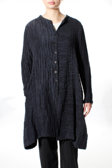 Lang cardigan skjorte i silke-hør