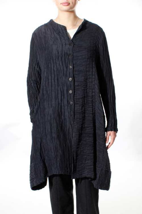 Lang cardigan skjorte i silke-hør