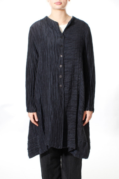 Lang cardigan skjorte i silke-hør