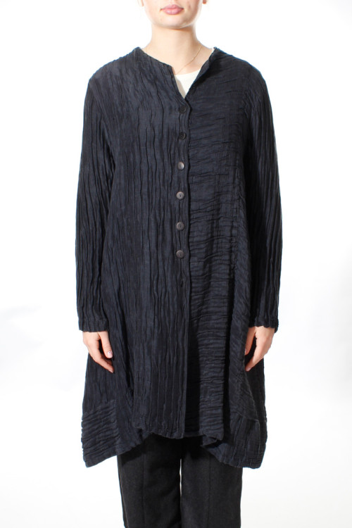 Lang cardigan skjorte i silke-hør