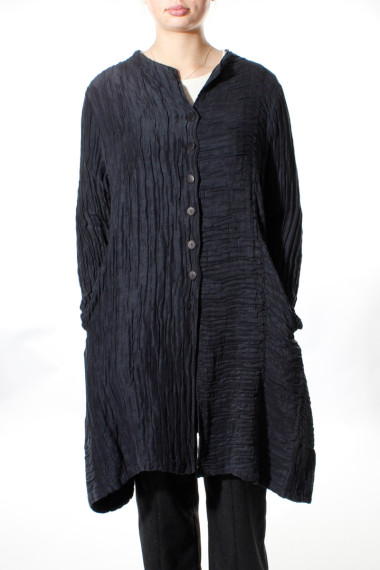 Lang cardigan skjorte i silke-hør