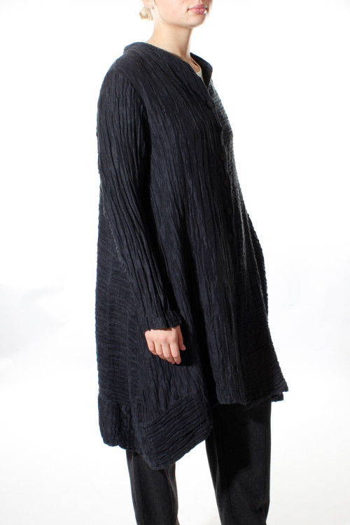 Lang cardigan skjorte i silke-hør