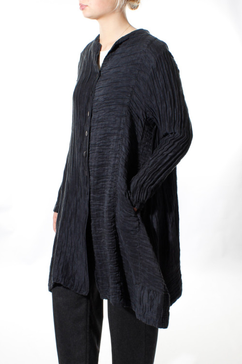 Lang cardigan skjorte i silke-hør