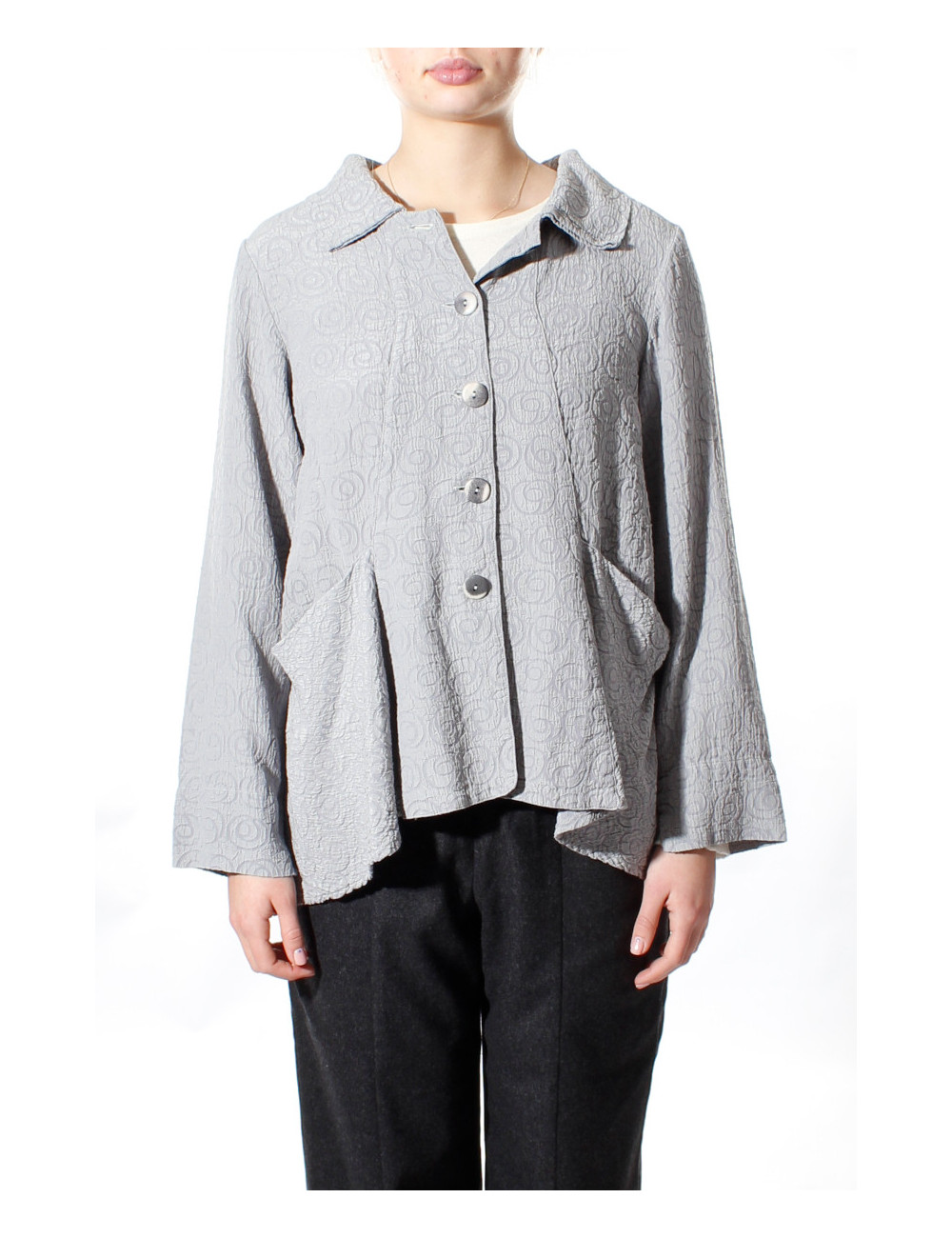 Taljeret cardigan med blazer-facon i silke blanding