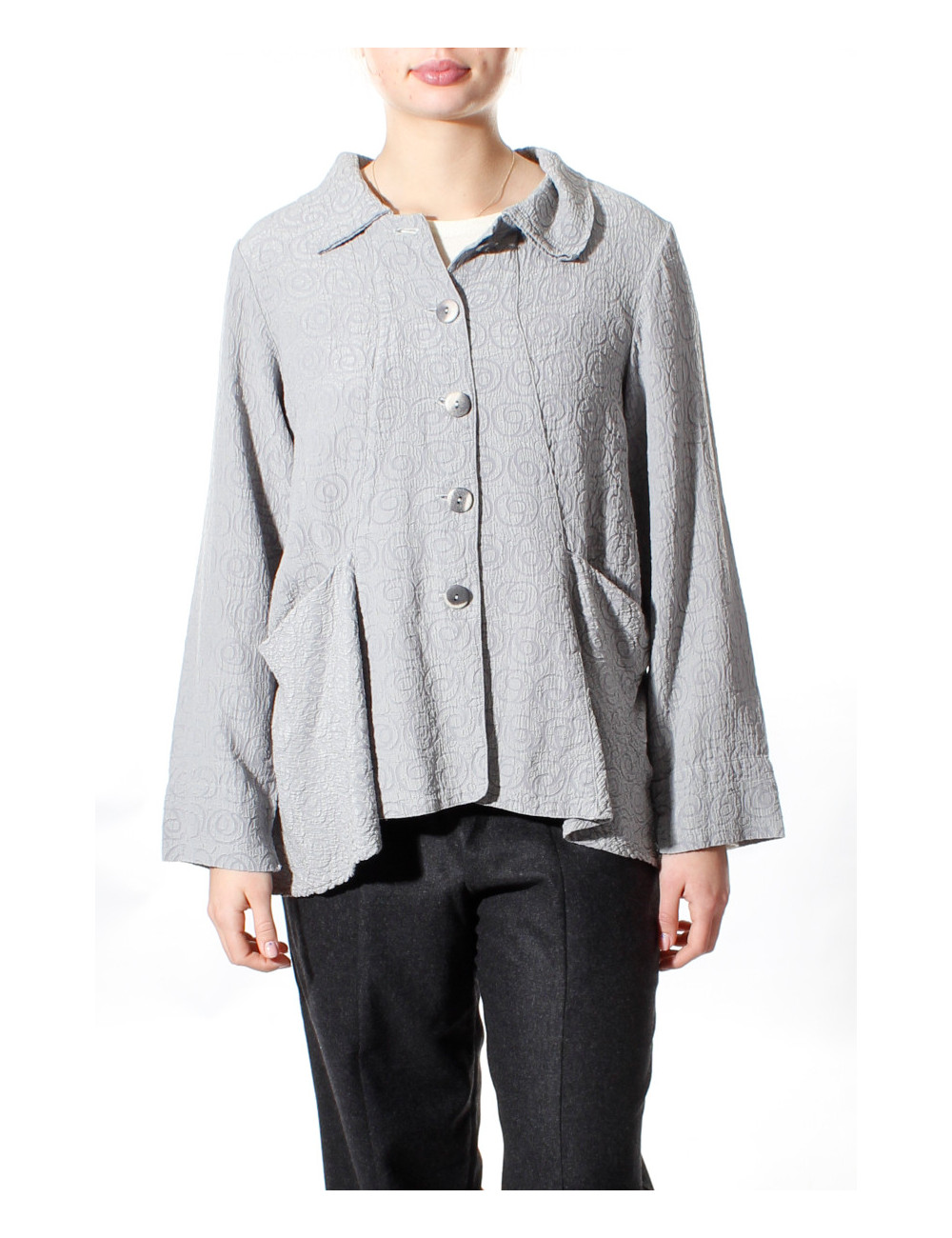 Taljeret cardigan med blazer-facon i silke blanding