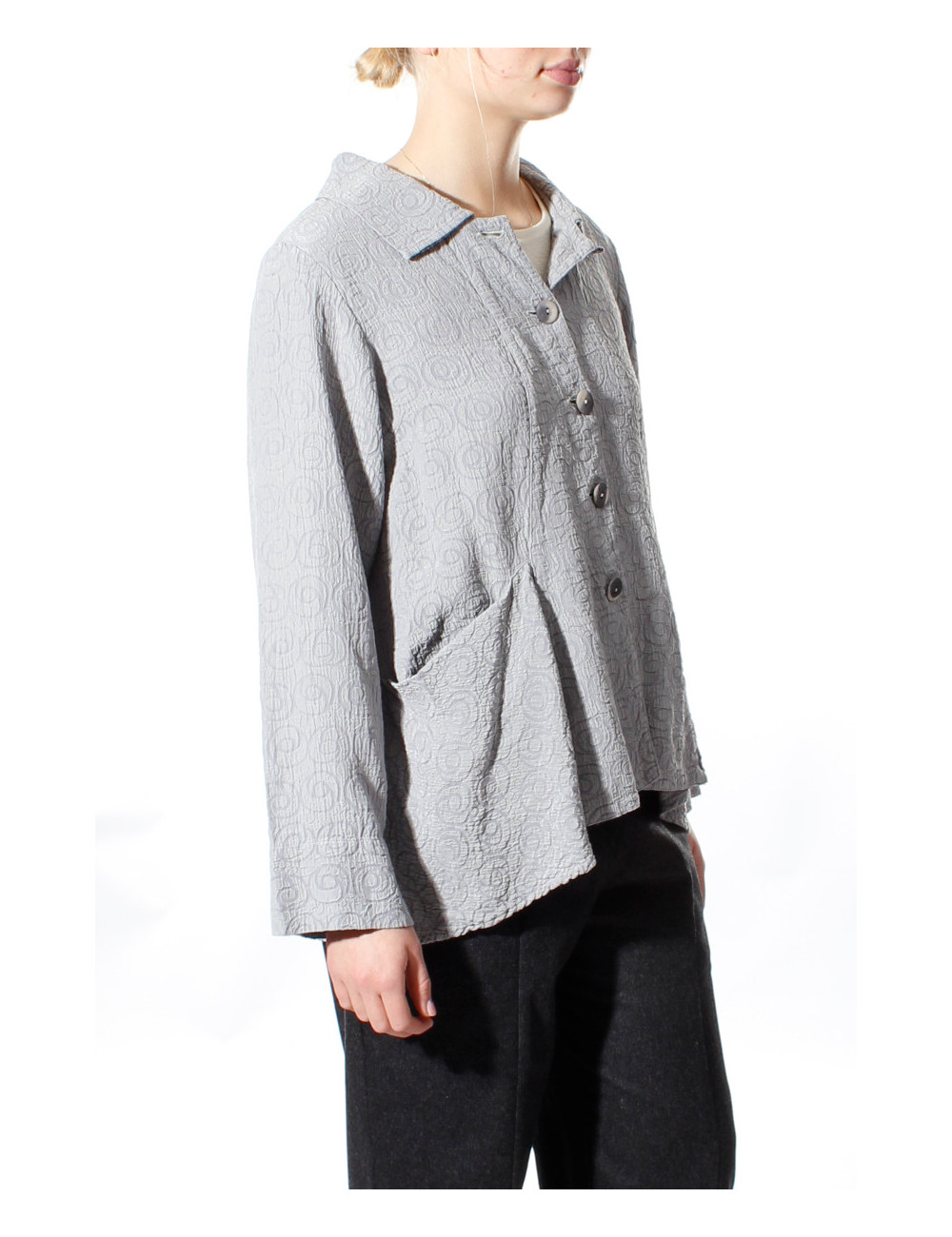 Taljeret cardigan med blazer-facon i silke blanding
