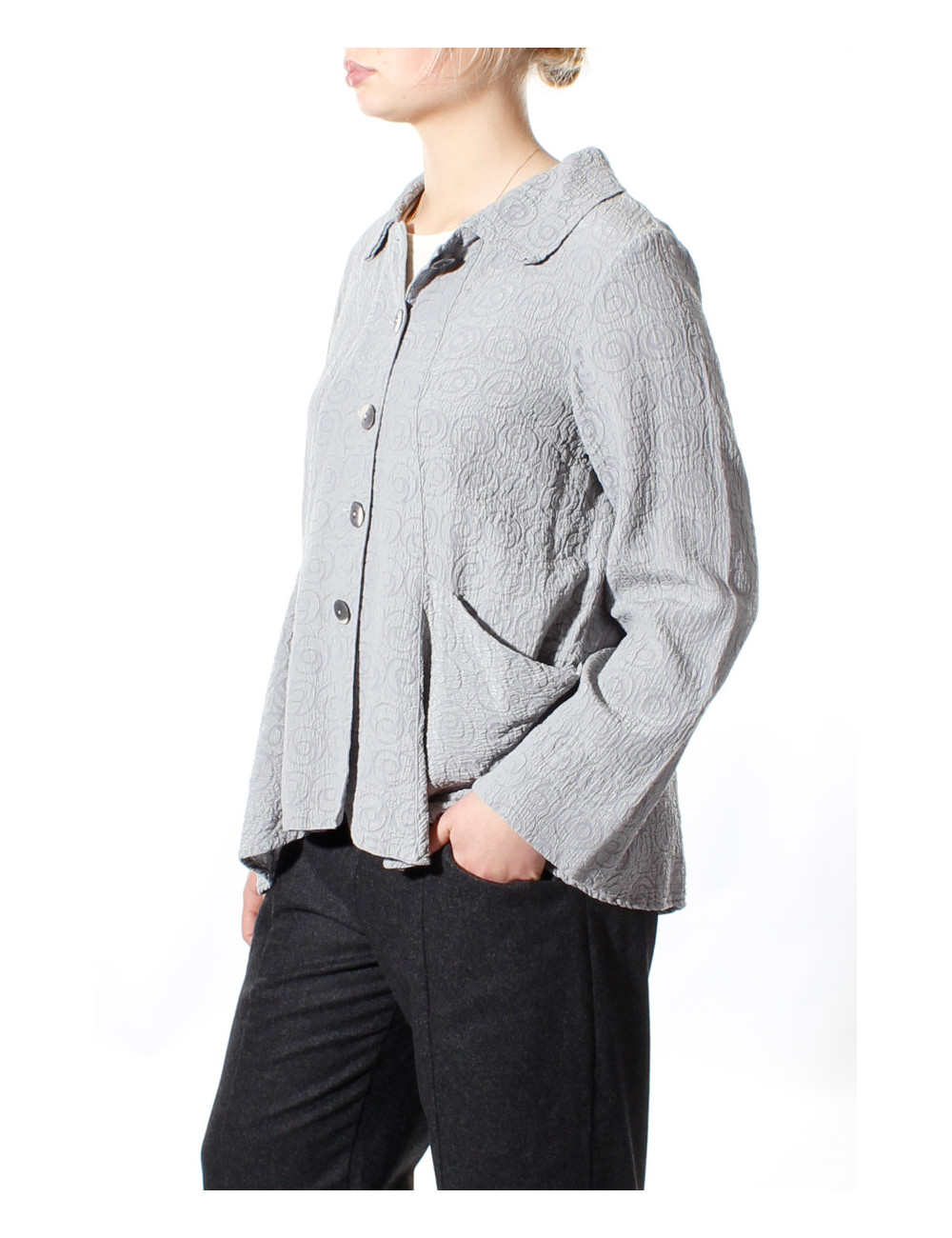 Taljeret cardigan med blazer-facon i silke blanding