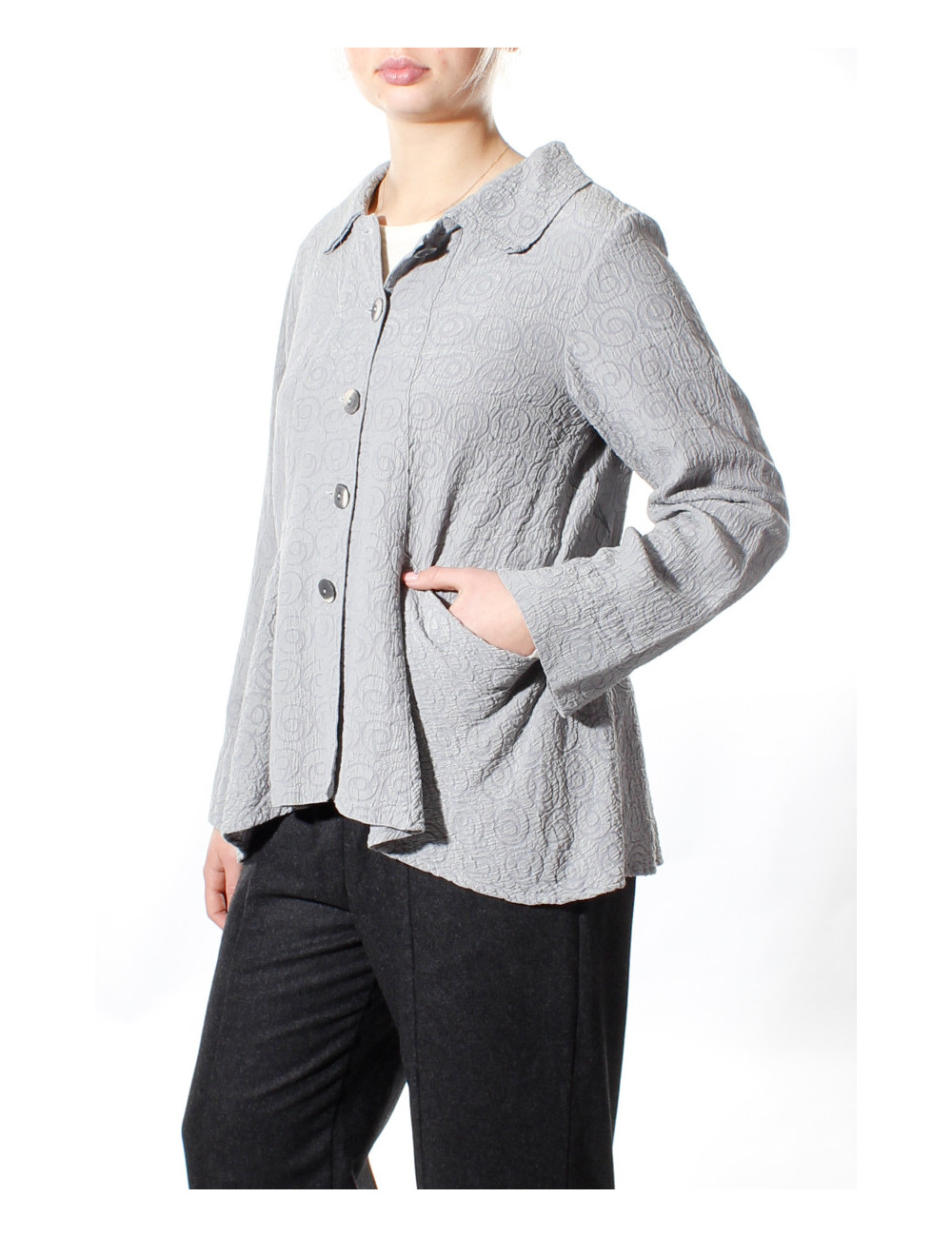 Taljeret cardigan med blazer-facon i silke blanding