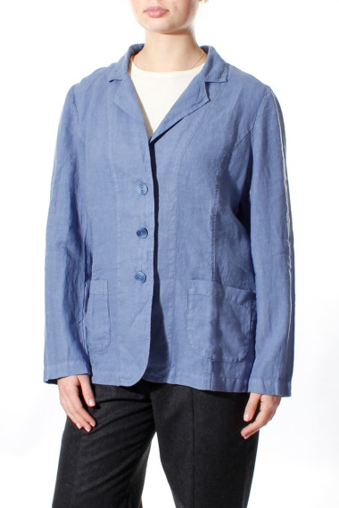 Blazer i 100% hør - kornblomst blå