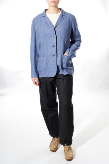 Blazer i 100% hør - kornblomst blå