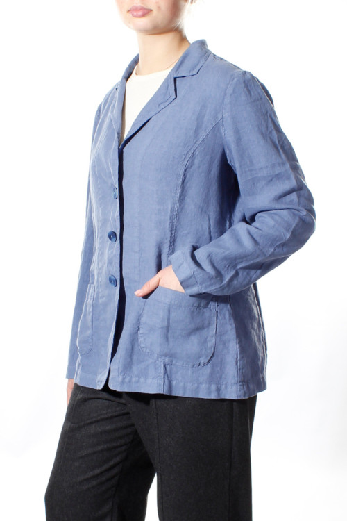 Blazer i 100% hør - kornblomst blå