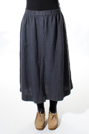 Hør nederdel i A-facon fra Grizas i antracit grå