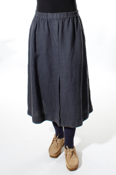 Hør nederdel i A-facon fra Grizas i antracit grå