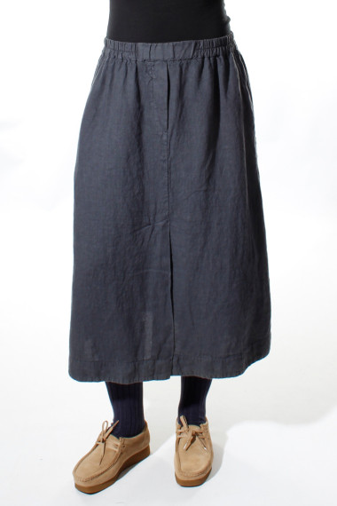 Hør nederdel i A-facon fra Grizas i antracit grå