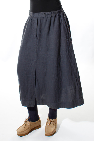 Hør nederdel i A-facon fra Grizas i antracit grå