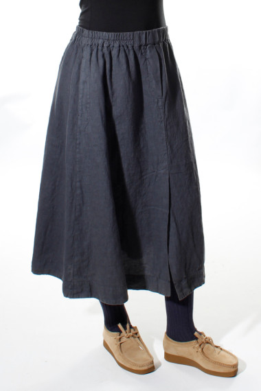 Hør nederdel i A-facon fra Grizas i antracit grå