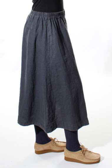 Hør nederdel i A-facon fra Grizas i antracit grå