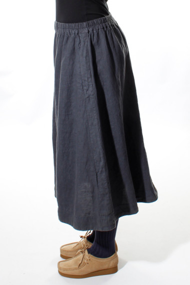 Hør nederdel i A-facon fra Grizas i antracit grå