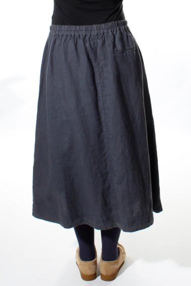 Hør nederdel i A-facon fra Grizas i antracit grå