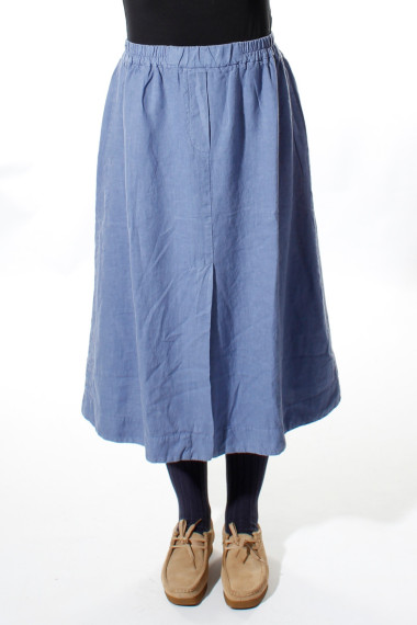 Hør nederdel i A-facon fra Grizas i kornblomstblå